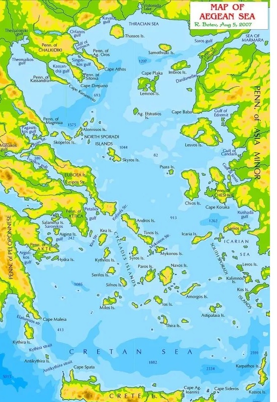 Map of Aegean Sea