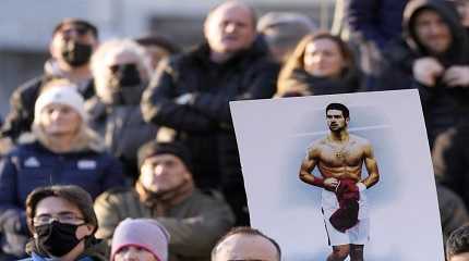 Supporters of Serbia's Novak Djokovic protest in Belgrade, Serbia