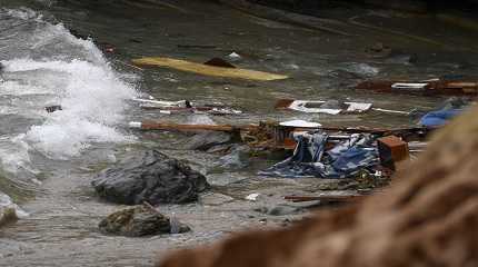 capsized boat debris.