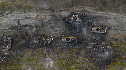 Destroyed Russian armored vehicles in Ukraine