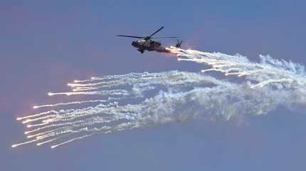 South Korean Navy Lynx helicopter fires flares