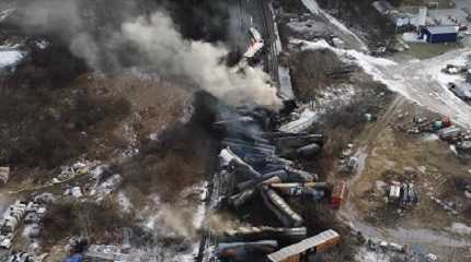 U.S. NTSB shows derailed freight train