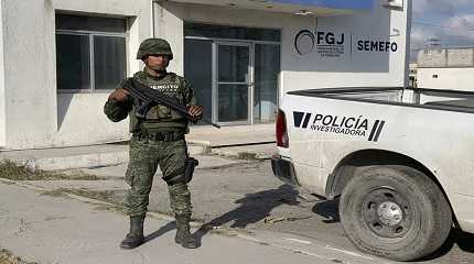 Mexican army soldier guards
