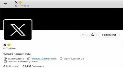 Twitter's official page with an X logo