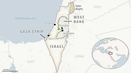 map of Israel and the Palestinian Territories..