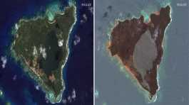 Tonga island showing the damage after eruption