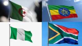  Algeria, Ethiopia, Nigeria, South Africa flags