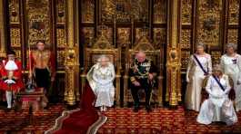 Britain's Queen Elizabeth, Charles, and Camilla