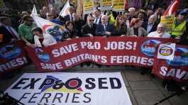 union protest in solidarity with 800 P&O Ferries workers