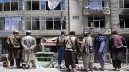Explosion site in front of a Sikh temple in Kabul