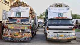 convoy of truck carrying relief good