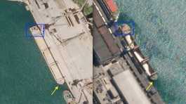 satellite images show a ship docked