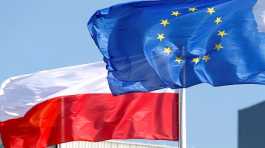 European Union and Polish flags