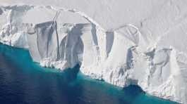 Ice Shelf with cracks, in Antarctica