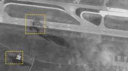 bombed runway of Aleppo Airport