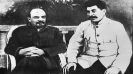 Soviet founder Vladimir Lenin and Soviet leader Josef Stalin