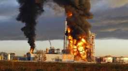 fire at an oil plant