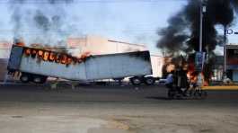 burning truck on the streets of Culiacan