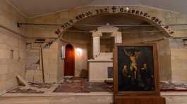 damaged altar at the church