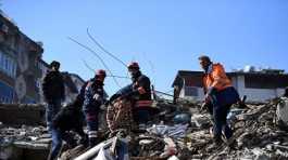 rescue operation on earthquake debris