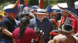 Luiz Inacio Lula da Silva arrives to meet with Indigenous leaders