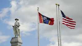 Mississippi state and U.S. flags fly 