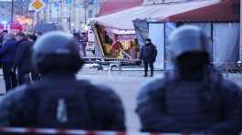 Russian police at the site of an explosion