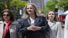 Natasha Stoynoff outside federal court in New York