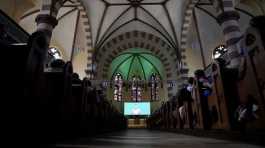 People attend a church service in Nuremberg, Germany
