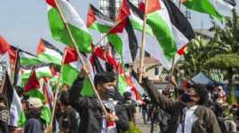 Palestinians protest against Israeli aggression