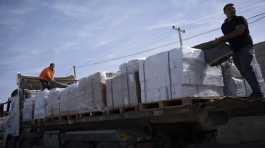 trucks with humanitarian aid
