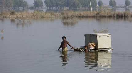 flooded area in Qambar Shahdadkot