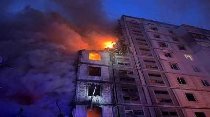 heavily damaged residential building