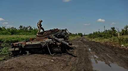 destroyed Russian tank