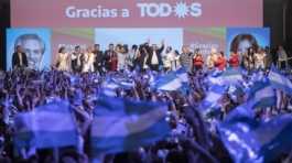 Alberto Fernandez celebrates winning presidential election