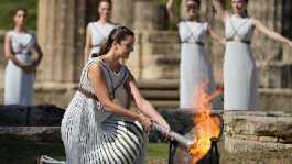  ceremonial lighting of the Olympic flame in Greece
